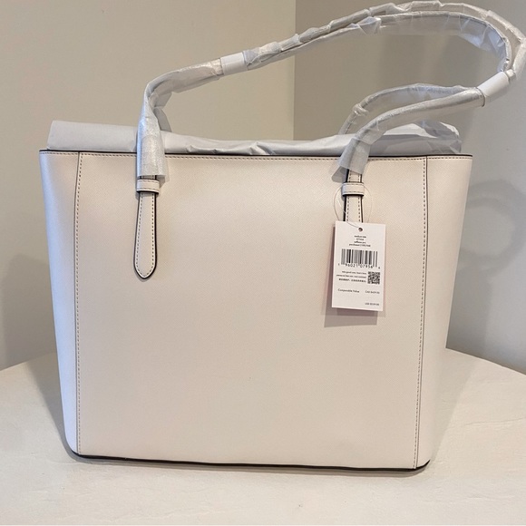 Kate Spade New York Medium Leather Tote Shoulder Bag in Parchment (white) NWT - Picture 3 of 7